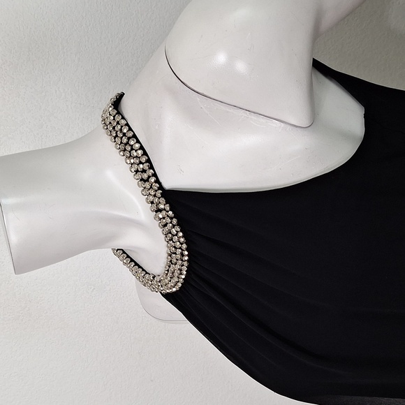 Express Black Dressy Preppy Beaded Neckline Dark Academia Blouse Size S - Picture 9 of 13